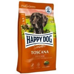 Happy Dog SUPREME TOSCANA 1 kg Kacsa lazac ivartalanított kutyák számára száraz kutyaeledel kutyatáp