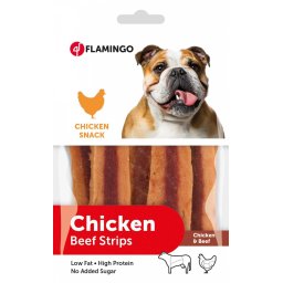 FGO (Flamingo) Snack marhahússal csirkével 85g 3 hónapos kortól kutyaeledel jutalomfalat sütik kekszek
