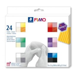 Gyurma, készlet, 24x25 g, égethető, FIMO \Effect Colours\ 24 különböző szín