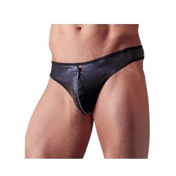 Fényes férfi tanga strasszos cipzárral. Méret:M