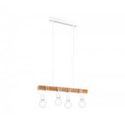 LED lámpa függeszték , mennyezeti , 4 x E27 , acél , fa , fehér , EGLO , TOWNSHEND , 33164