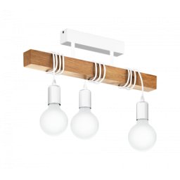 LED lámpa függeszték , mennyezeti , 3 x E27 , acél , fa , fehér , EGLO , TOWNSHEND , 33166