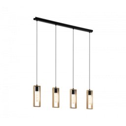 LED lámpa függeszték , mennyezeti , 4 X E27 , fa , fekete , EGLO , LITTLETON , 49475