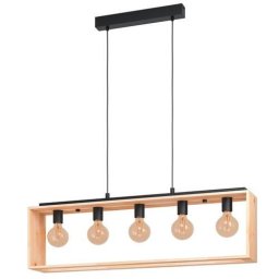 LED lámpa függeszték , mennyezeti , 5 X E27 , fa , fekete , EGLO , FAMBOROUGH , 43414