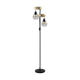 LED lámpa , állólámpa , 2 x E27 , acél , fa , fekete , EGLO , TOWNSHEND 5 , 43137