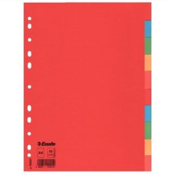 ESSELTE Regiszter, karton, A4, 10 részes, ESSELTE "Economy", színes