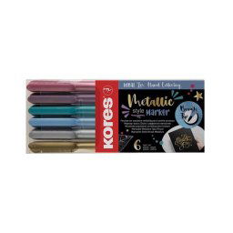 KORES Ecsetirón készlet, KORES "Metallic Style", 6 metál szín