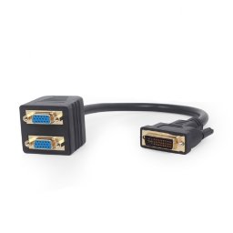 DVI-I passziv / 2xVGA elosztó kábel 0.3m fekete Gembird (A-DVI-2VGA-01)