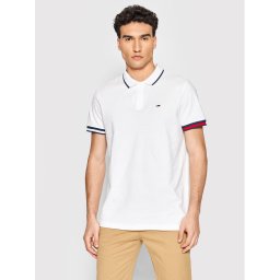 Tommy Jeans Pólóing Flag DM0DM12963 Fehér Regular Fit