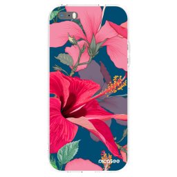 Átlátszó szilikon tok az alábbi mobiltelefonokra Apple iPhone 5/5S/SE - Hibiscus