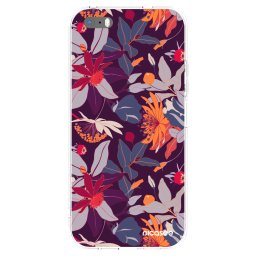 Átlátszó szilikon tok az alábbi mobiltelefonokra Apple iPhone 5/5S/SE - Purple Leaf