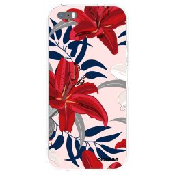 Átlátszó szilikon tok az alábbi mobiltelefonokra Apple iPhone 5/5S/SE - Red Lily