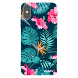 Átlátszó szilikon tok az alábbi mobiltelefonokra Apple iPhone X/XS - Pink Monstera