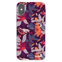 Átlátszó szilikon tok az alábbi mobiltelefonokra Apple iPhone X/XS - Purple Leaf