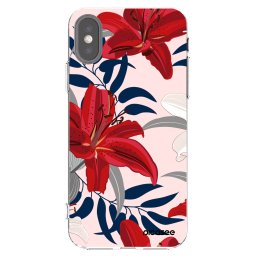 Átlátszó szilikon tok az alábbi mobiltelefonokra Apple iPhone X/XS - Red Lily