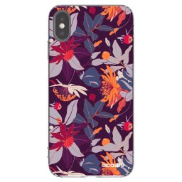 Átlátszó szilikon tok az alábbi mobiltelefonokra Apple iPhone XS Max - Purple Leaf