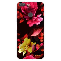 Átlátszó szilikon tok az alábbi mobiltelefonokra Huawei P Smart - Dark Peonny
