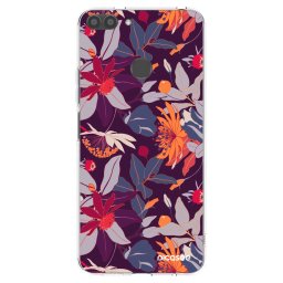 Átlátszó szilikon tok az alábbi mobiltelefonokra Huawei P Smart - Purple Leaf