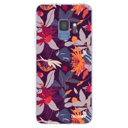 Átlátszó szilikon tok az alábbi mobiltelefonokra Samsung Galaxy S9 G960F - Purple Leaf