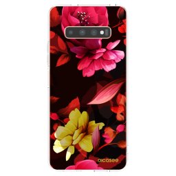 Átlátszó szilikon tok az alábbi mobiltelefonokra Samsung Galaxy S10 Plus G975 - Dark Peonny