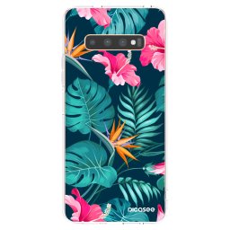 Átlátszó szilikon tok az alábbi mobiltelefonokra Samsung Galaxy S10 Plus G975 - Pink Monstera