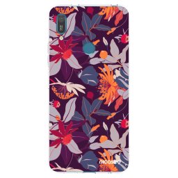 Átlátszó szilikon tok az alábbi mobiltelefonokra Huawei Y7 2019 - Purple Leaf