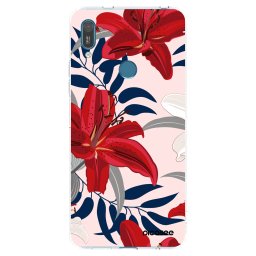Átlátszó szilikon tok az alábbi mobiltelefonokra Huawei Y7 2019 - Red Lily
