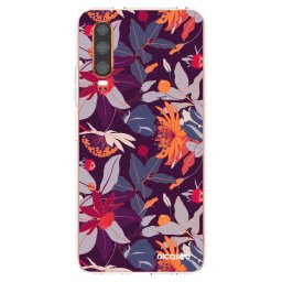 Átlátszó szilikon tok az alábbi mobiltelefonokra Huawei P30 - Purple Leaf