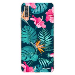 Átlátszó szilikon tok az alábbi mobiltelefonokra Samsung Galaxy A70 A705F - Pink Monstera