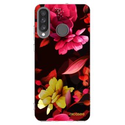 Átlátszó szilikon tok az alábbi mobiltelefonokra Huawei P30 Lite - Dark Peonny