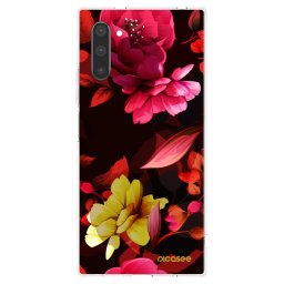 Átlátszó szilikon tok az alábbi mobiltelefonokra Samsung Galaxy Note 10 N970F - Dark Peonny