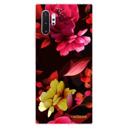 Átlátszó szilikon tok az alábbi mobiltelefonokra Samsung Galaxy Note 10+ N975F - Dark Peonny
