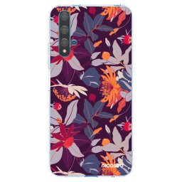 Átlátszó szilikon tok az alábbi mobiltelefonokra Huawei Nova 5T - Purple Leaf