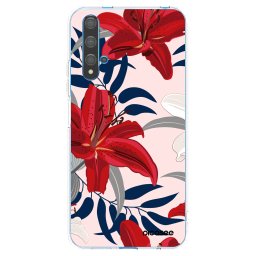 Átlátszó szilikon tok az alábbi mobiltelefonokra Huawei Nova 5T - Red Lily