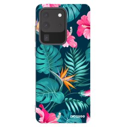 Átlátszó szilikon tok az alábbi mobiltelefonokra Samsung Galaxy S20 Ultra 5G G988F - Pink Monstera
