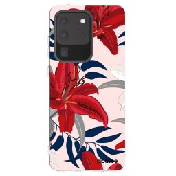 Átlátszó szilikon tok az alábbi mobiltelefonokra Samsung Galaxy S20 Ultra 5G G988F - Red Lily