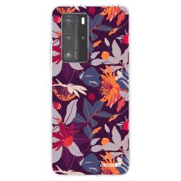 Átlátszó szilikon tok az alábbi mobiltelefonokra Huawei P40 Pro - Purple Leaf