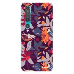 Átlátszó szilikon tok az alábbi mobiltelefonokra Xiaomi Mi 10 - Purple Leaf