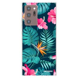 Átlátszó szilikon tok az alábbi mobiltelefonokra Samsung Galaxy Note 20 Ultra - Pink Monstera