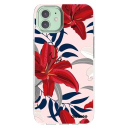 Átlátszó szilikon tok az alábbi mobiltelefonokra Apple iPhone 12 - Red Lily