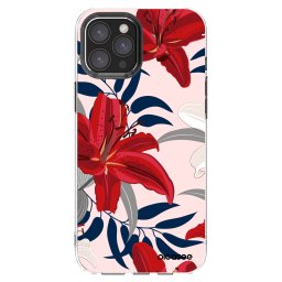 Átlátszó szilikon tok az alábbi mobiltelefonokra Apple iPhone 12 Pro Max - Red Lily