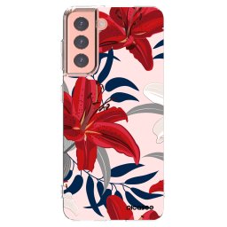 Átlátszó szilikon tok az alábbi mobiltelefonokra Samsung Galaxy S21 5G G991B - Red Lily