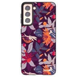 Fekete szilikon tok az alábbi mobiltelefonokra Samsung Galaxy S21 5G G991B - Purple Leaf