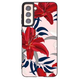 Fekete szilikon tok az alábbi mobiltelefonokra Samsung Galaxy S21 5G G991B - Red Lily