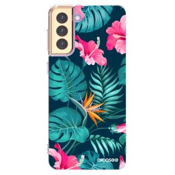 Átlátszó szilikon tok az alábbi mobiltelefonokra Samsung Galaxy S21+ 5G G996F - Pink Monstera
