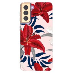 Átlátszó szilikon tok az alábbi mobiltelefonokra Samsung Galaxy S21+ 5G G996F - Red Lily