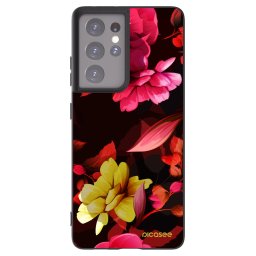 Fekete szilikon tok az alábbi mobiltelefonokra Samsung Galaxy S21 Ultra 5G G998B - Dark Peonny