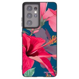 Fekete szilikon tok az alábbi mobiltelefonokra Samsung Galaxy S21 Ultra 5G G998B - Hibiscus
