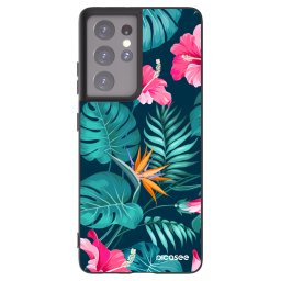 Fekete szilikon tok az alábbi mobiltelefonokra Samsung Galaxy S21 Ultra 5G G998B - Pink Monstera