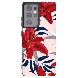 Fekete szilikon tok az alábbi mobiltelefonokra Samsung Galaxy S21 Ultra 5G G998B - Red Lily